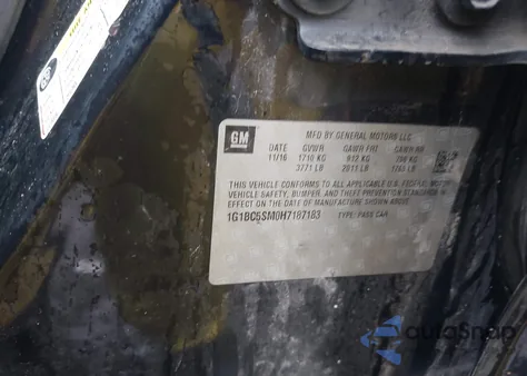 2017 Chevrolet Cruze Ls Auto z USA, uszkodzony, nr VIN 1G1BC5SM0H7187183